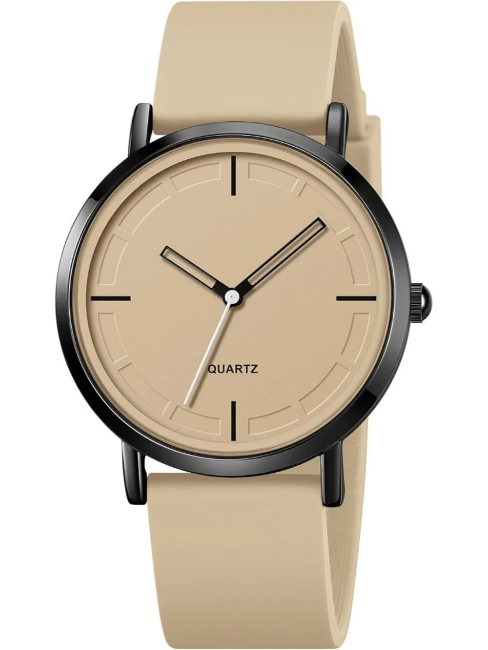 Unisex Khaki Lightweight Simple Luxury Quartz Silicone Band Fashion Wrist Watch